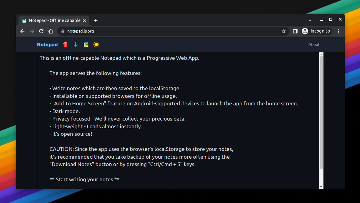 Notepad dark mode